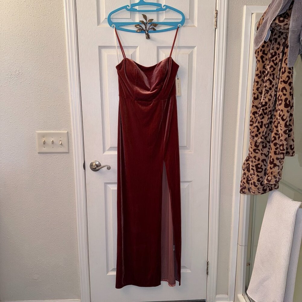 Jenny Yoo Quinn Velvet Column Gown - Rose - 8